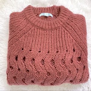 She + Sky CHUNKY RUST OPEN WEAVE SWEATER WITH HOLES